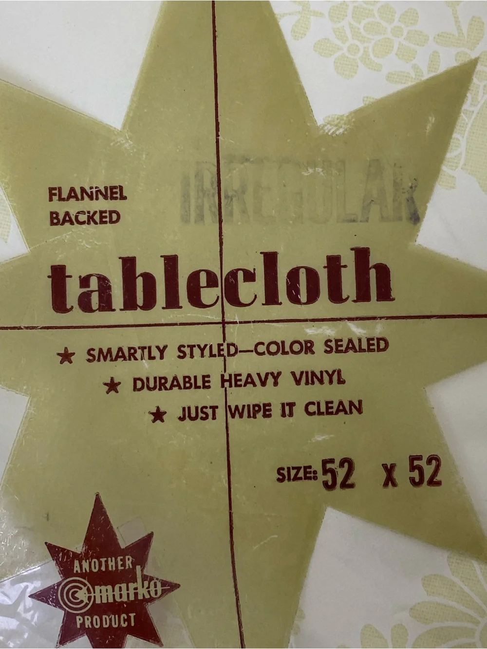 Vintage Mid-West Marko Yellow Floral Flannel Backed Vinyl Tablecloth